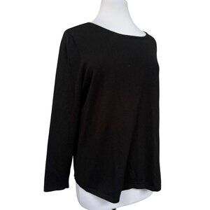 Chicos Black Mindy Pullover Sweater Top Sz 2 Back Zip Long Sleeve Classic Soft